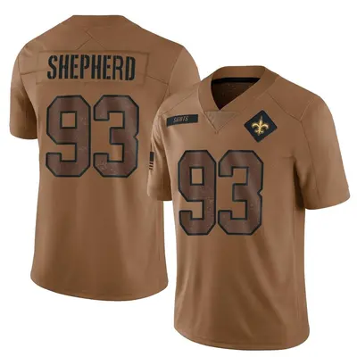 Men's Limited Nathan Shepherd New Orleans Saints Brown 2023 Salute To Service Jersey