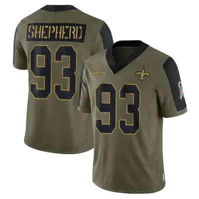 Men's Limited Nathan Shepherd New Orleans Saints Olive 2021 Salute To Service Jersey