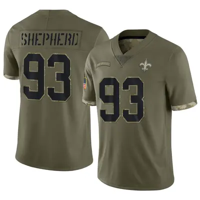 Youth Limited Nathan Shepherd New Orleans Saints Olive 2022 Salute To Service Jersey